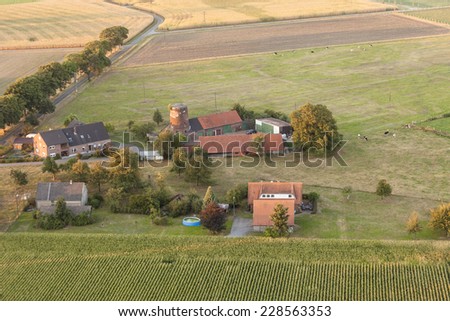 Farmhouses and fields in the Lower Rhine Region of Germany - Schermbeck, North Rhine-Westfalia, Germany, Europe