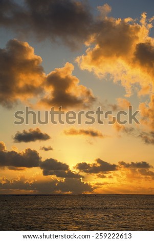 Cloud-filled Sky at Twilight over South Pacific Ocean - Rarotonga, Cook Islands, Polynesia