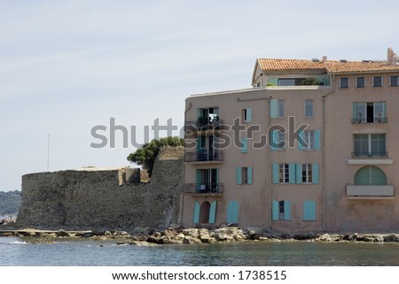 apartment houses in saint-tropez on the waterfront  - french riviera, mediterranean sea