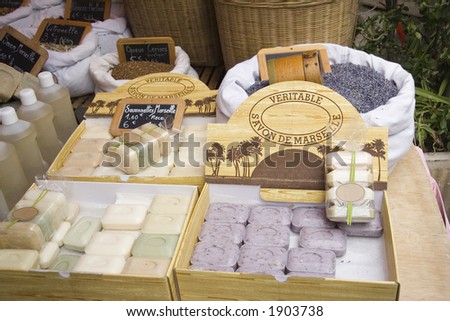 famous perfumed soap from marseille - on a french market