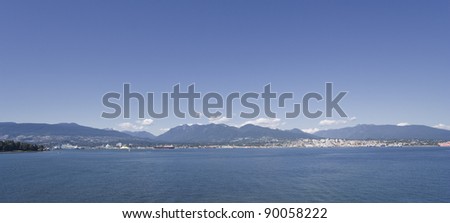 Panorama of North Vancouver and Stanley Park - View from Vancouver Convention Center, British Columbia, Canada