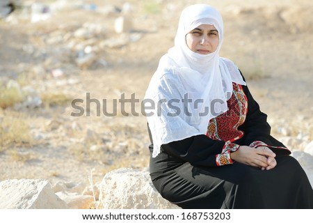Desperate Arabic woman on Middle East