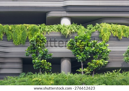 Modern building with plants