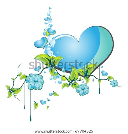 Backgrounds - Baby Blue Flower Heart Pattern - iPad iPhone HD