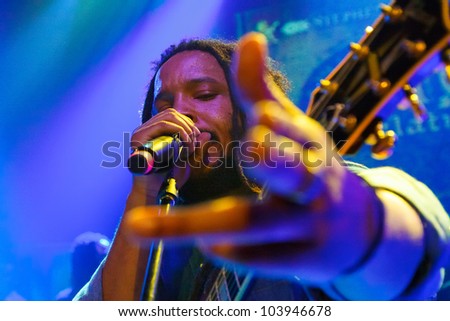 PRAGUE, CZECH REPUBLIC - MAY 30: Famous reggea singer and composer Stephen Marley played his czech premiere performance in absoltelly sold-out Lucerna Music Bar in Prague on May 30, 2012.