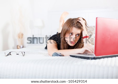 Woman with laptop: Don\'t bother me