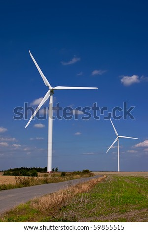 Road between wind power towers