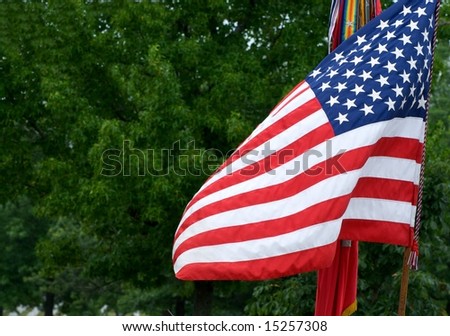 US Flag fluttering in air