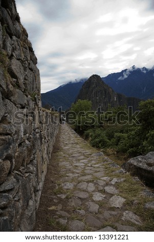 Ancient Ruins Eighth Wonder of World at Machu Picchu Old Stone Path