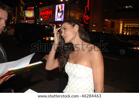 HOLLYWOOD, CA- FEBRUARY 8: Actress Demi Moore arrives at the world premiere of the movie \