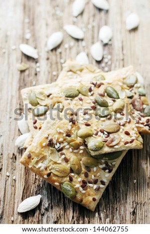 Cookies with pumpkin seeds, flax and sesame seeds