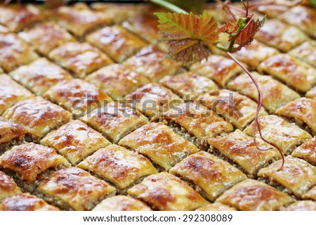 Eastern sweets, baklava stuffed with nuts and honey