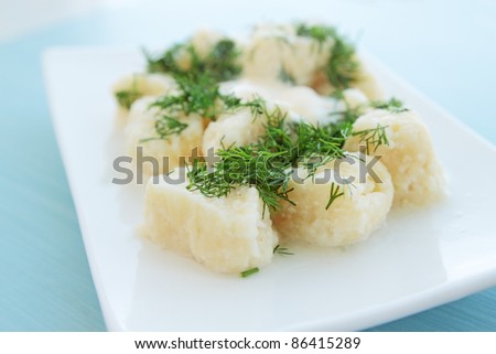 lazy dumpling from the cottage cheese with the dill