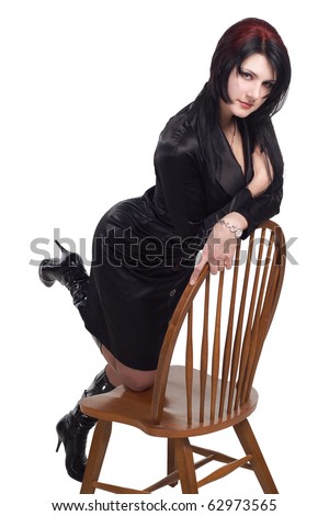 woman sitting on vintage chair. More images of this models you can find in my portfolio