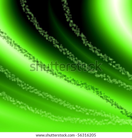 Green abstract waves with star drawing