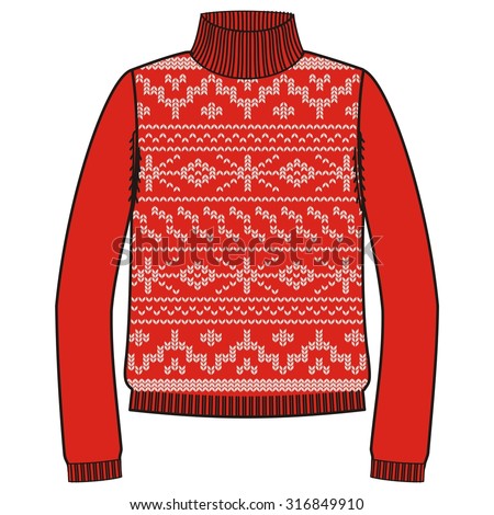Winter Warm Sweater Handmade, Svitshot, Jumper For Knit, Red, White ...