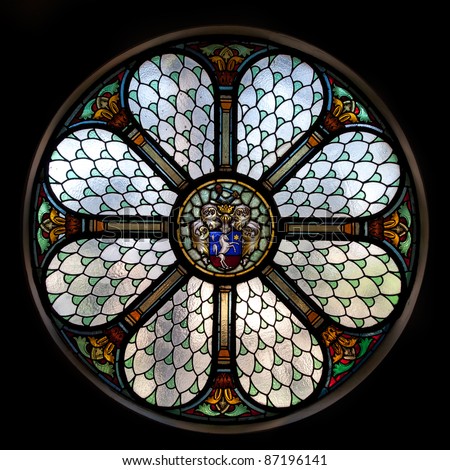 circle shape stained glass window in Hungary