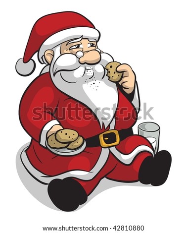 Santa Eats Some Cookies With Milk. Stock Photo 42810880 : Shutterstock