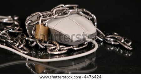 Mouse secured by chain and lock