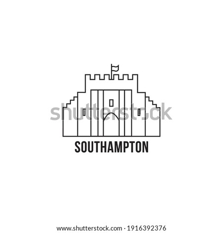 Southampton medieval gatehouse. Icon of city in line art style 