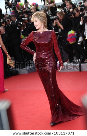 CANNES, FRANCE - MAY 18: Jane Fonda attends the \'Once Upon A Time\' Premiere during 65th Annual Cannes Film Festival during at Palais des Festivals on May 18, 2012 in Cannes, France.