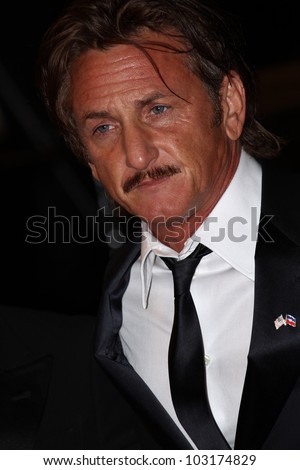 CANNES, FRANCE - MAY 18: Sean Penn of Haiti Carnival in Cannes during the 65th Annual Cannes Film Festival at Palais des Festivals on May 18, 2012 in Cannes, France.