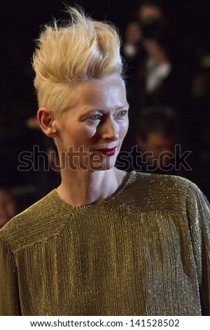CANNES, FRANCE - MAY 25: Tilda Swinton attends the Premiere of \'Only Lovers Left Alive\' during the 66th Annual Cannes Film Festival at the Palais des Festivals on May 25, 2013 in Cannes, France.