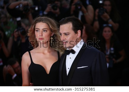 Johnny Depp and Amber Heard attend the premiere of the movie \'BLACK MASS\' during the 72nd Venice Film Festival on September 4, 2015 in Venice, Italy.