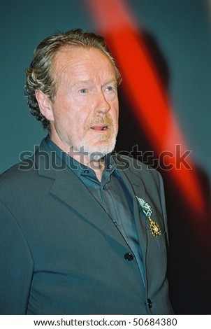 DEAUVILLE, FRANCE - SEPTEMBER 13:  Sir Ridley Scott poses on stage at the Deauville  Center  in hommage to his career at the American Film Festival  on September 13, 2003 in Deauville, France.