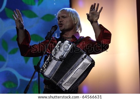 KIEV, UKRAINE - SEPT. 23: Singer Oleg Skripka  arrives at the opening , at the Opera Theatre 40th Film Festival \