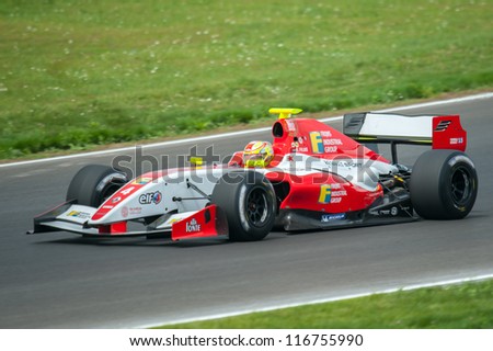 MOSCOW - JULY 14: Robin Frijns of Fortec Motorsports at the Moscow Raceway circuit in the Eurocup Formula Renault 3.5 on July 14, 2012 in around Moscow, Russia