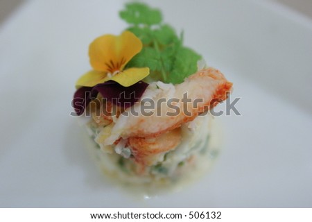 plate of shrimp with flower
