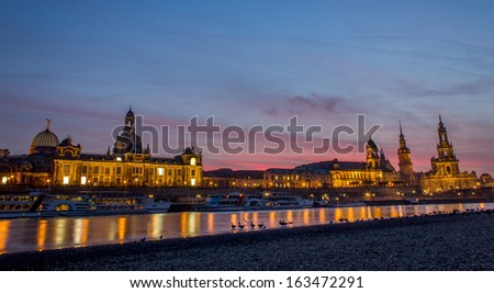 the old city of Dresden at sundown