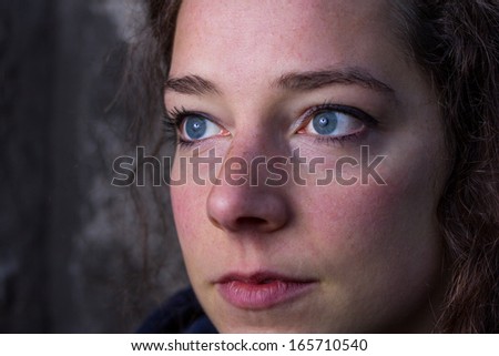 brunette woman eyes close up