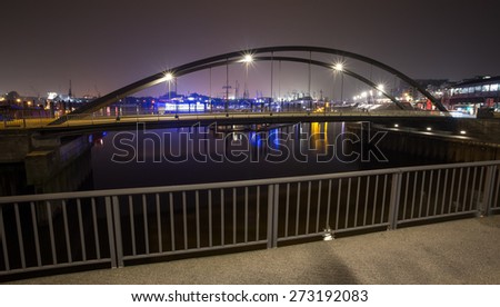 hamburg german harbor bridges at night