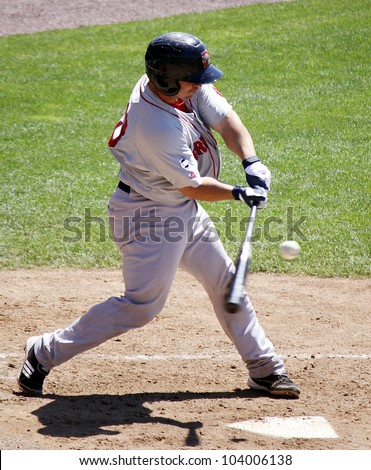 HARRISBURG, PA - MAY 31: Portland Sea Dogs\' catcher Dan Butler swings at a pitch against the Harrisburg Senators  at Metro Bank Park on May 31, 2012 in Harrisburg, PA.