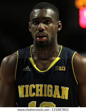 UNIVERSITY PARK, PA -  FEBRUARY 27: Michigan\'s Tim Hardaway Jr. warms up before a game against Penn State  at the Byrce Jordan Center February 27, 2013 in University Park, PA