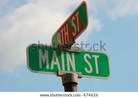 Main Street on Blue Sky, Main Street Sign U.S.A.