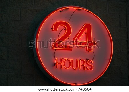 Open twenty-four Hours, neon sign