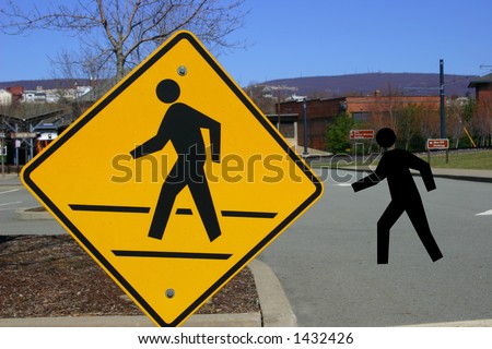 Man Walking Across The Street Stock Photo 1432426 : Shutterstock