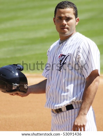 SCRANTON - May 13: Scranton Wilkes Barre Yankees Jesus Montero takes his helmet off in a game against Columbus Clippers in a game at PNC Field May 13, 2010 in Scranton, PA