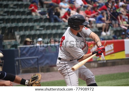 SCRANTON, PA - MAY 24:Indianapolis Indians catcher Wyatt Toregas wings at a pitch in a game against the Scranton Wilkes Barre Yankees at PNC Field on May 24, 2011 in Scranton, PA.