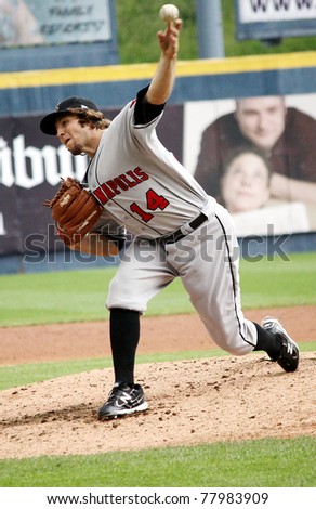 SCRANTON, PA - MAY 24:Indianapolis Indians pitcher Daniel Moskos throws pitch in a game against the Scranton Wilkes Barre Yankees at PNC Field on May 24, 2011 in Scranton, PA.