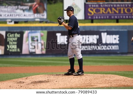 SCRANTON, PA - MAY 24: Scranton Wilkes Barre Yankees pitcher Adam Warren pitching during a game against the Indianapolis Indians at PNC Field on May 24, 2011 in Scranton, PA.