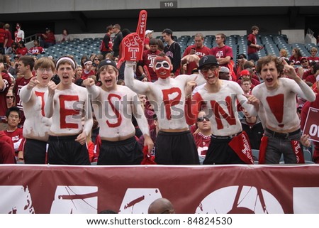 PHILADELPHIA, PA. - SEPTEMBER 17: Temple Fans cheer on the Owls during a game against Penn State on September 17, 2011 at Lincoln Financial Field in Philadelphia, PA.