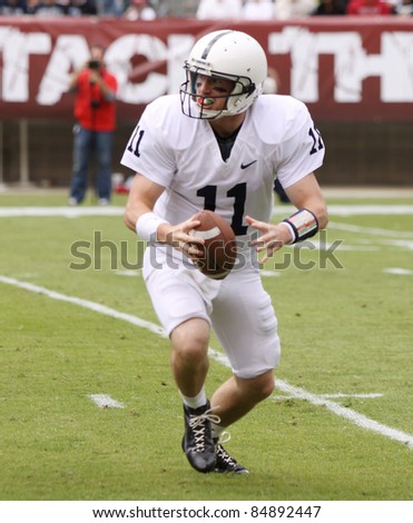 PHILADELPHIA, PA. - SEPTEMBER 17: Penn State Quarterback back Matthew McGloin looks to pass down field in a game against Temple on September 17, 2011 at Lincoln Financial Field in Philadelphia, PA.