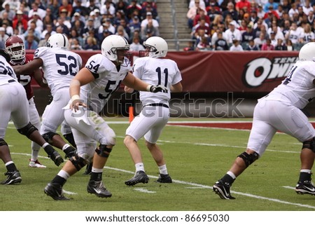 PHILADELPHIA, PA. - SEPTEMBER 17: Penn State quarterback Matthew McGloin looks down field during  a game against Temple on September 17, 2011 at Lincoln Financial Field in Philadelphia, PA.