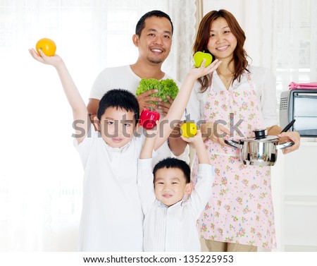 healthy lifestyle concept of asian family