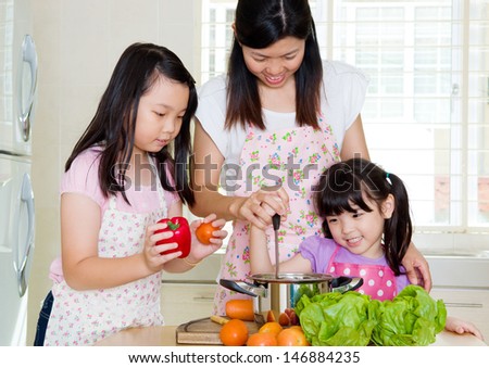 Asian family kitchen lifestyle.