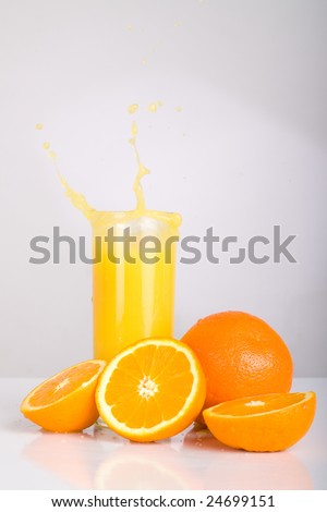 orange juice, splash in the glass